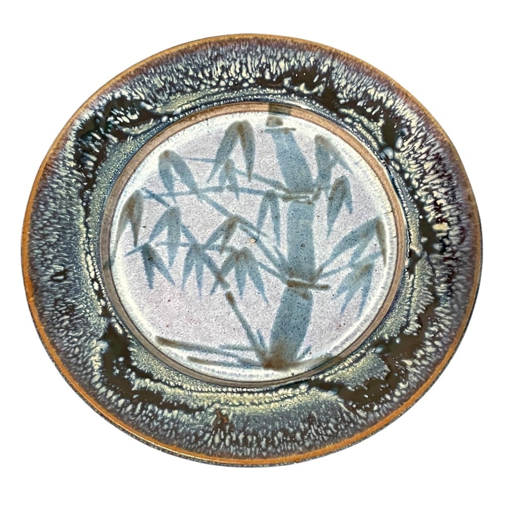 Vintage Midcentury‎ Studio Pottery Plate with Pine Tree Design, Wall Decor